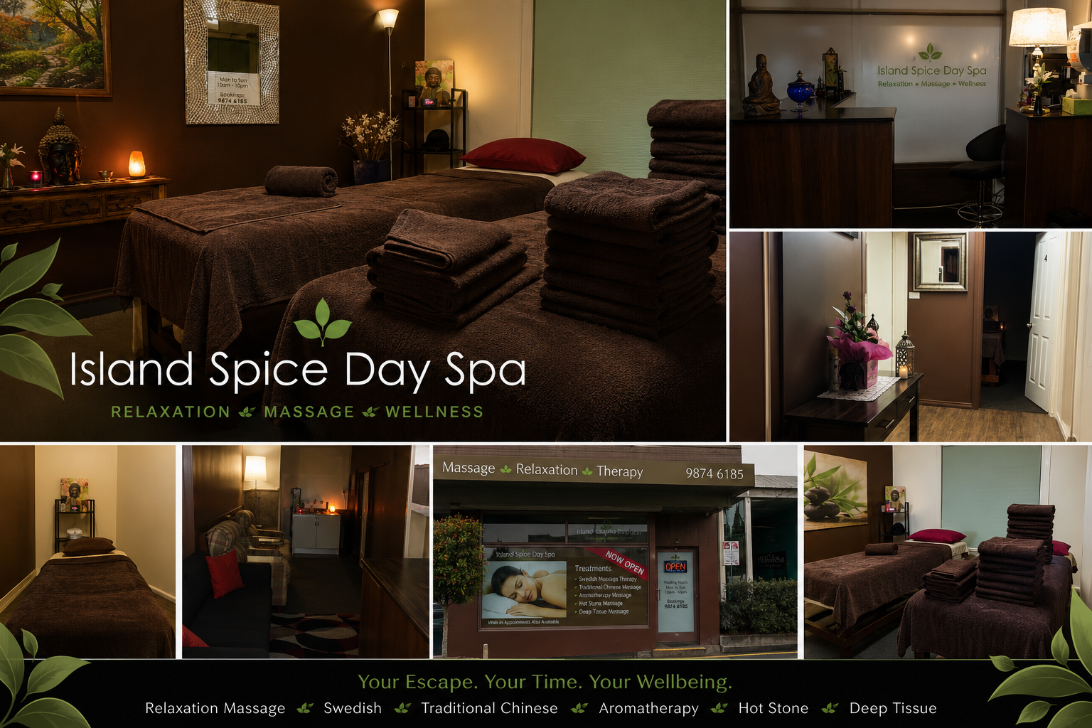 Island Spice Day Spa reception, treatment rooms and interior