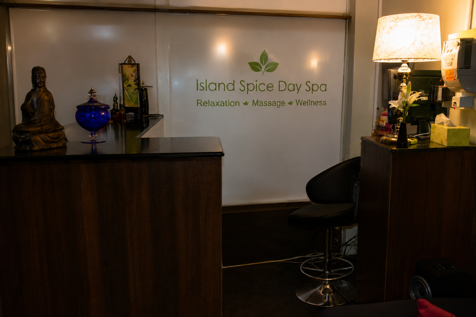 Island Spice Day Spa reception and client arrival area