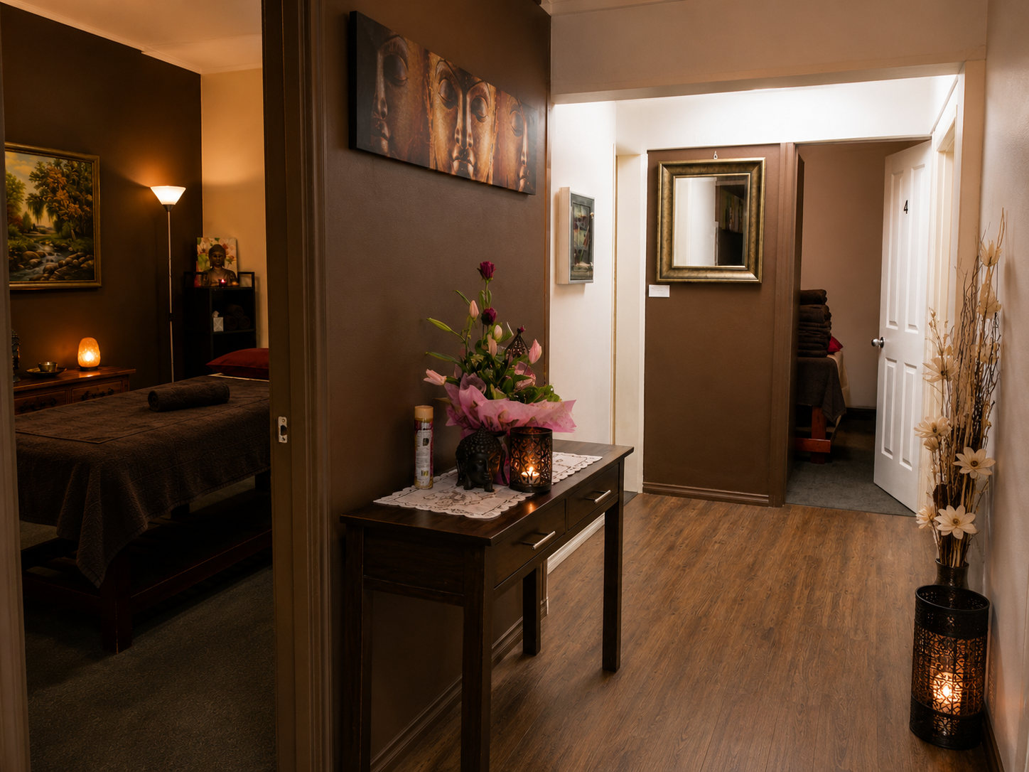 Island Spice Day Spa hallway and treatment-area entrance