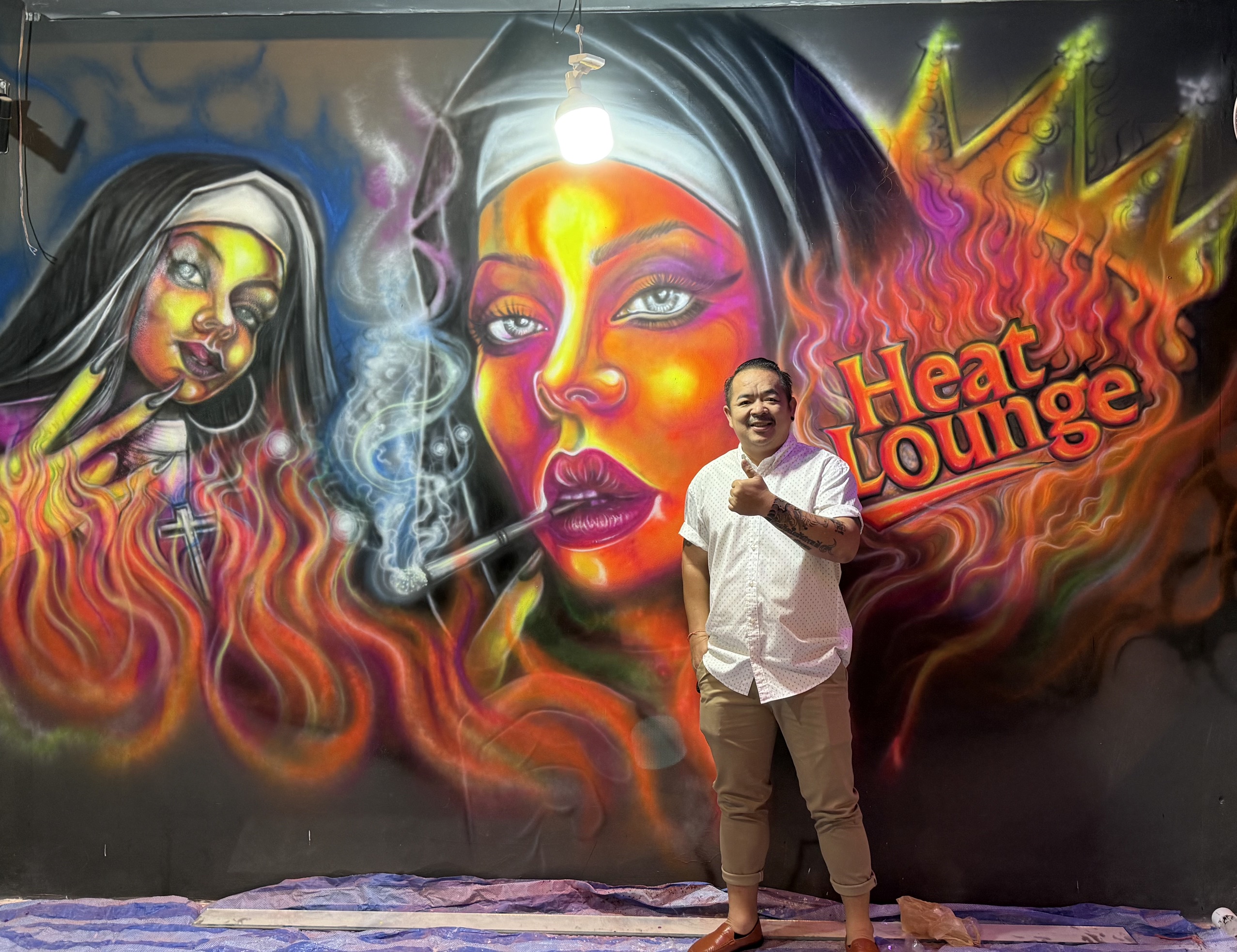 Custom feature wall inside Heat Lounge Pattaya